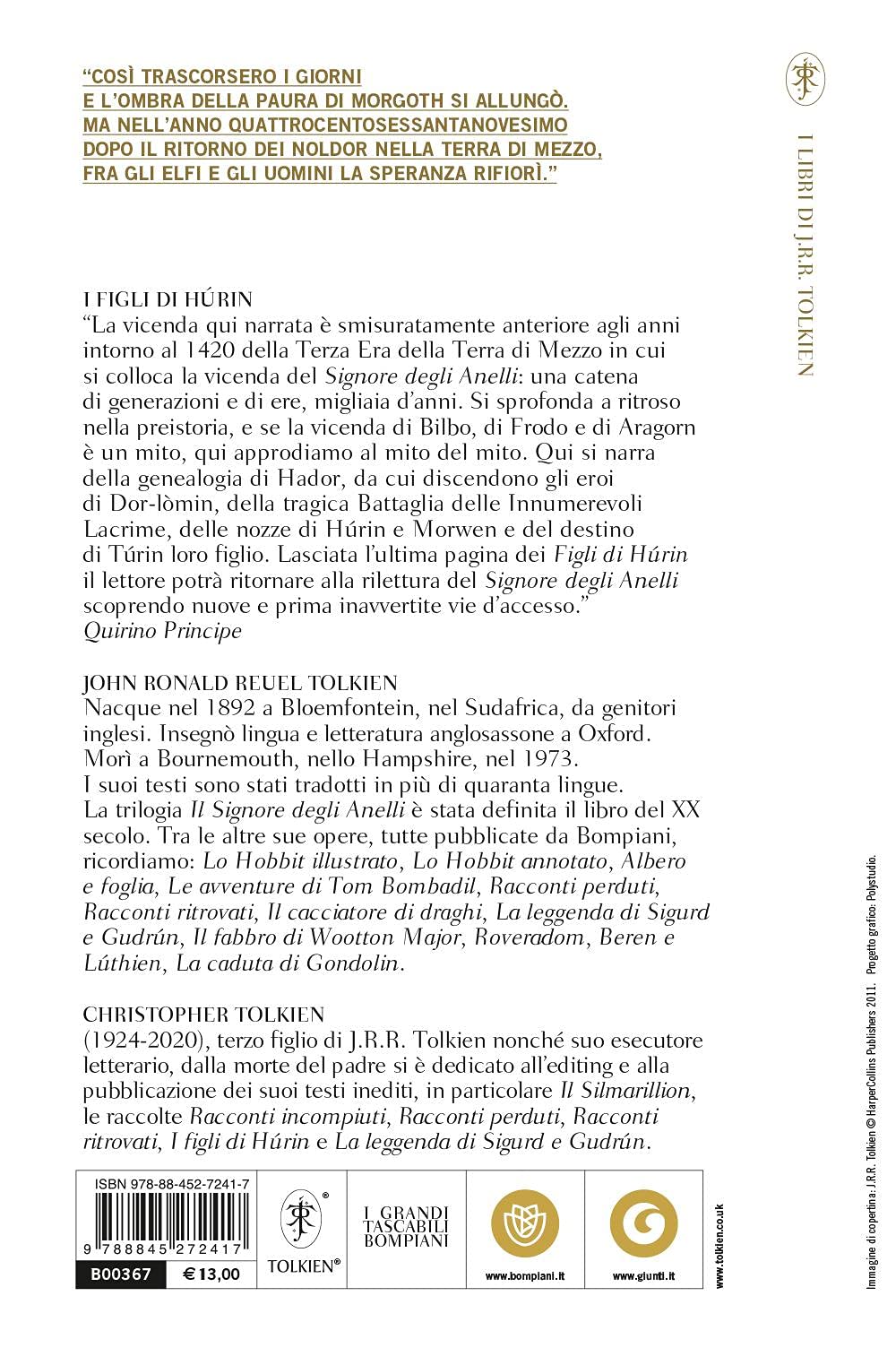 I Figli Di Hurin Italian Edition Tolkien John Ronald Reuel Tolkien Christopher Lee Alan Ciuferri Caterina Turris Gianfranco Principe Quirino 9788845272417 Amazon Com Books