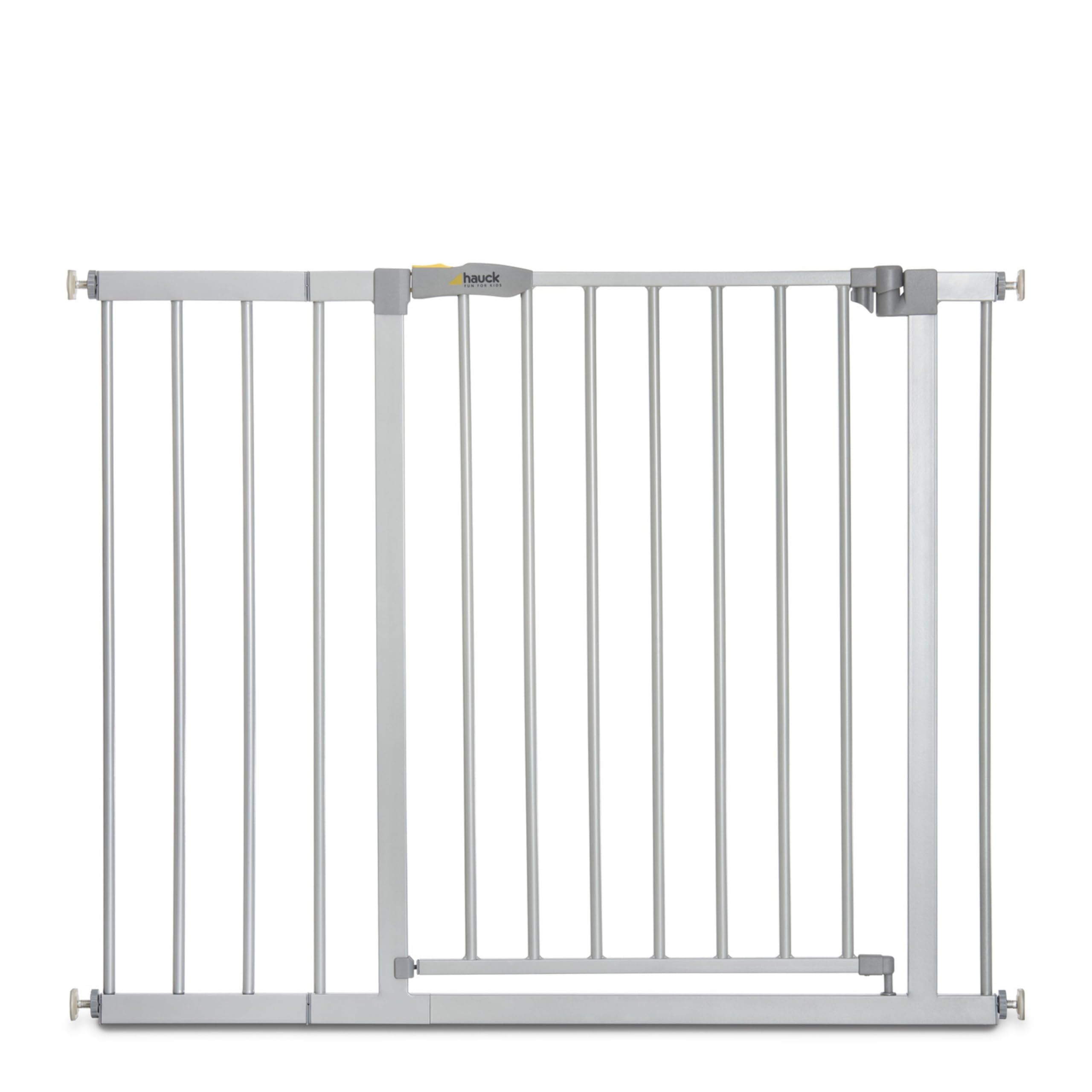 hauck Safety Gate for Doors and Stairs Stop N Safe 2 incl. 21 cm Extension / Pressure Fit / 96 - 101 cm Large / Metal / Grey