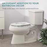 Navaris White Marble MDF Toilet Seat Soft Close Luxury Decorative Bathroom view 2