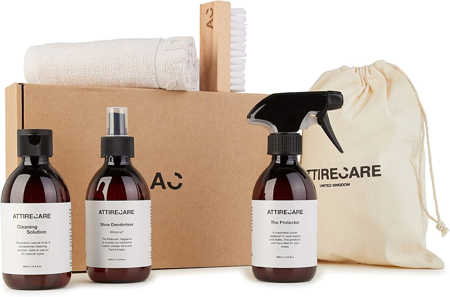 Attirecare Shoe Cleaning Kit, Leather, Boot, Trainers, Nubuck, Sneaker & Suede Cleaner, Cleaning Solution, Protector Spray