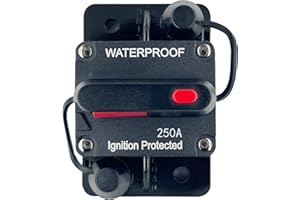 Xipupoo 250 Amp Circuit Breaker Resettable Fusewith Manual Reset Switch Button Waterproof 12V-48V DC for Boat Trolling Motor Marine ATV Trailer Vehicles Stereo Audio Electronic Battery Solar System