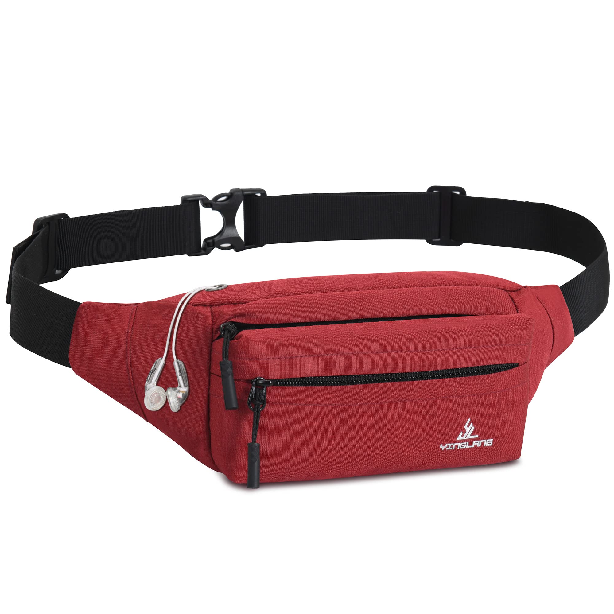 Bumbags Waist Fanny Pack Dog Walking Bum Bag with Adjustable Belt Bumbag for Travel Outdoor Sports Running Hiking Jogging Women Men Red