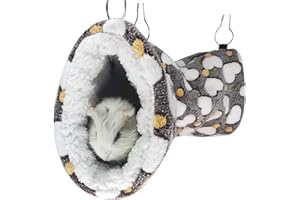 LEFTSTARER Guinea Pig Accessories Sugar Glider Cage Accessories Hamster Rat Toys Ferret Hammock Hanging Tunnel for Small Animals （Heart-Brown）