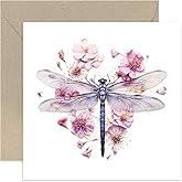 Stylish Dragonfly Card for Birthday - Luxury Painted Botanical Wildlife Card - Birthday Dragonfly Birthday Gift Daughter, Sister, Mum, Nan - Birthday Card for Her | Blank Inside with Envelope