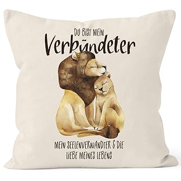 Moonworks Kissen Bezug Du Bist Mein Verbündeter Löwe Löwen Pärchen Liebe Spruch Geschenk Liebessprüche Kissen Hülle Deko Kissen Natur Unisize