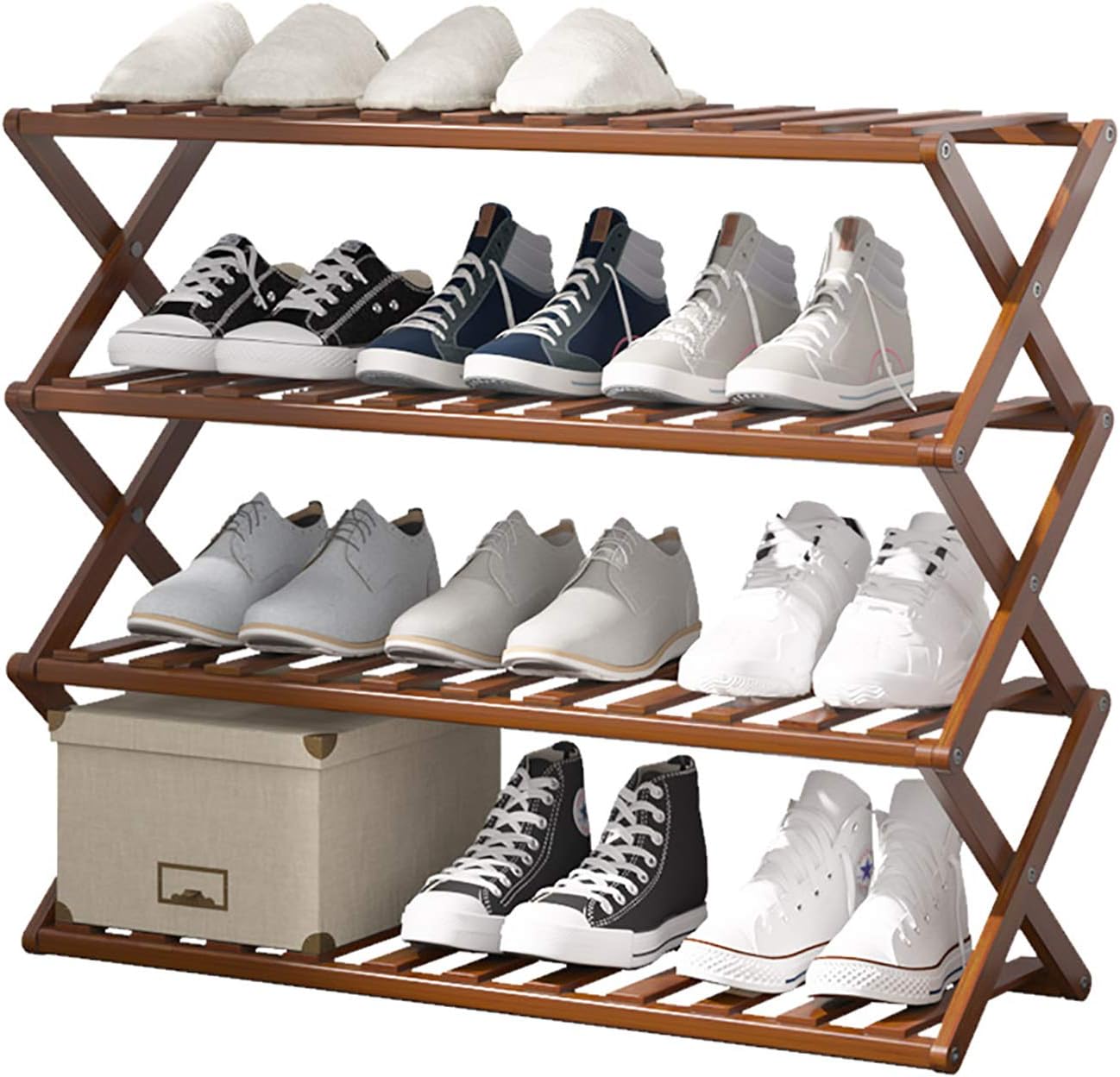 UDEAR Bamboo Shoe Rack,Foldable Free Standing