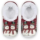 Dussdil Boys Girls Slippers Christmas Snowmen Cardinals Trees Kids Indoor Home Shose Warm Soft Spa House Slippers Snowflakes Memory Foam Non Slip Slipper for Travel Bedroom Size 9-11