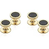 Cuff-Daddy Black Onyx Studs Set in Gold-Tone in Velour Travel Pouch for Weddings