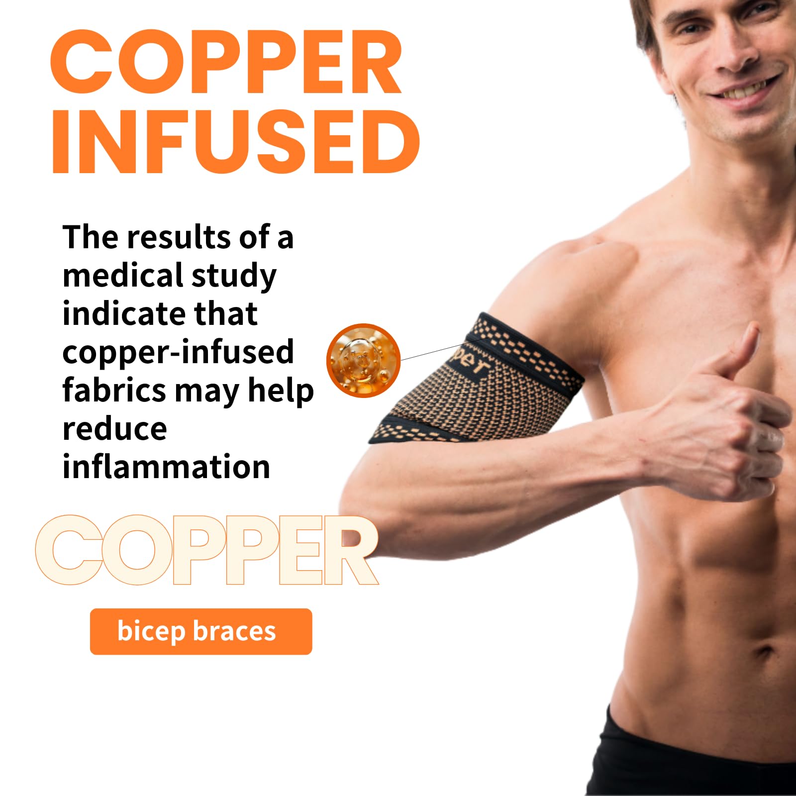 CUAPVPA Bicep Compression Sleeve 1 Pair,Upper Arm Compression Sleeve,Bicep Tendonitis Brace Triceps Brace for Pain Relief,Arm Support fit for Men Women (GOLD, Medium)