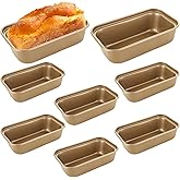 EATHEATY 8 Pack Mini Bread Loaf Pans - 6.1x3.3x1.8 Inch Non Stick Banana Bread Pan - Carbon Steel Small Loaf Meatloaf Pans for Baking, Oven, Homemade (Gold)