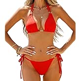 RIHOAS Triangle String Bikini Set for Women Two Piece Swimsuit Halter Tie Bathing Suit