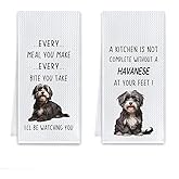 Cilrii Havanese Gifts Kitchen Towels, Havanese Dog Lover Gifts for Women Men Dish Tea Towels, Dog Mom Dad Gift Decorative Hand Towel for Kitchen, 16x24 Inch Set of 2