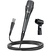 CAROL AC-910S XLR Wired Vocal Microphone – Dynamic Cardioid Mic with AHNC Dual-Engine Noise Cancelling Tech for Singing, Karaoke, Stage & Studio, Includes Mic Clip, 14.8ft XLR Cable & On/Off Switch