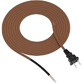 10FT Electric Lamp Cord Repalcement, Rayon Cloth Covered | Lamp Power Cable Cords End Plug &amp; Stripped End Readey for Wiring Vintage Lamp, Easy Installation, SPT-1, 120V, 7A, Brown