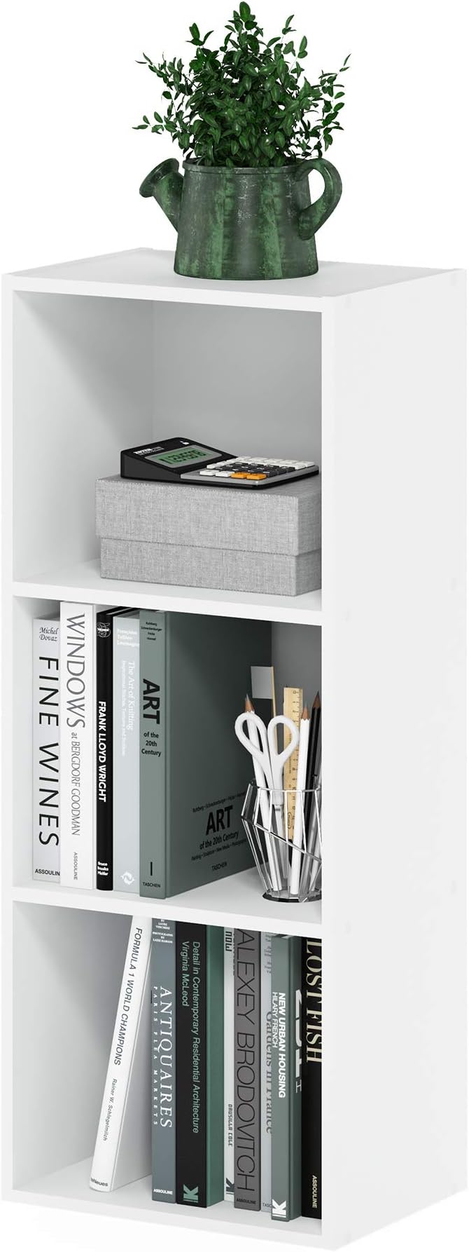 Furinno LUDER 3-Cube Book Shelf White 30.5 W x 80 H x 23.6 D cm