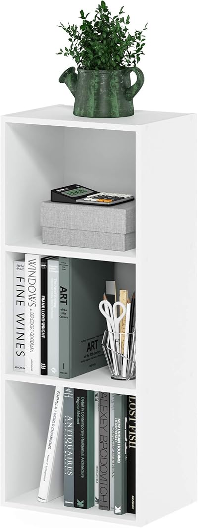 Furinno LUDER 3-Cube Book Shelf White 30.5 W x 80 H x 23.6 D cm
