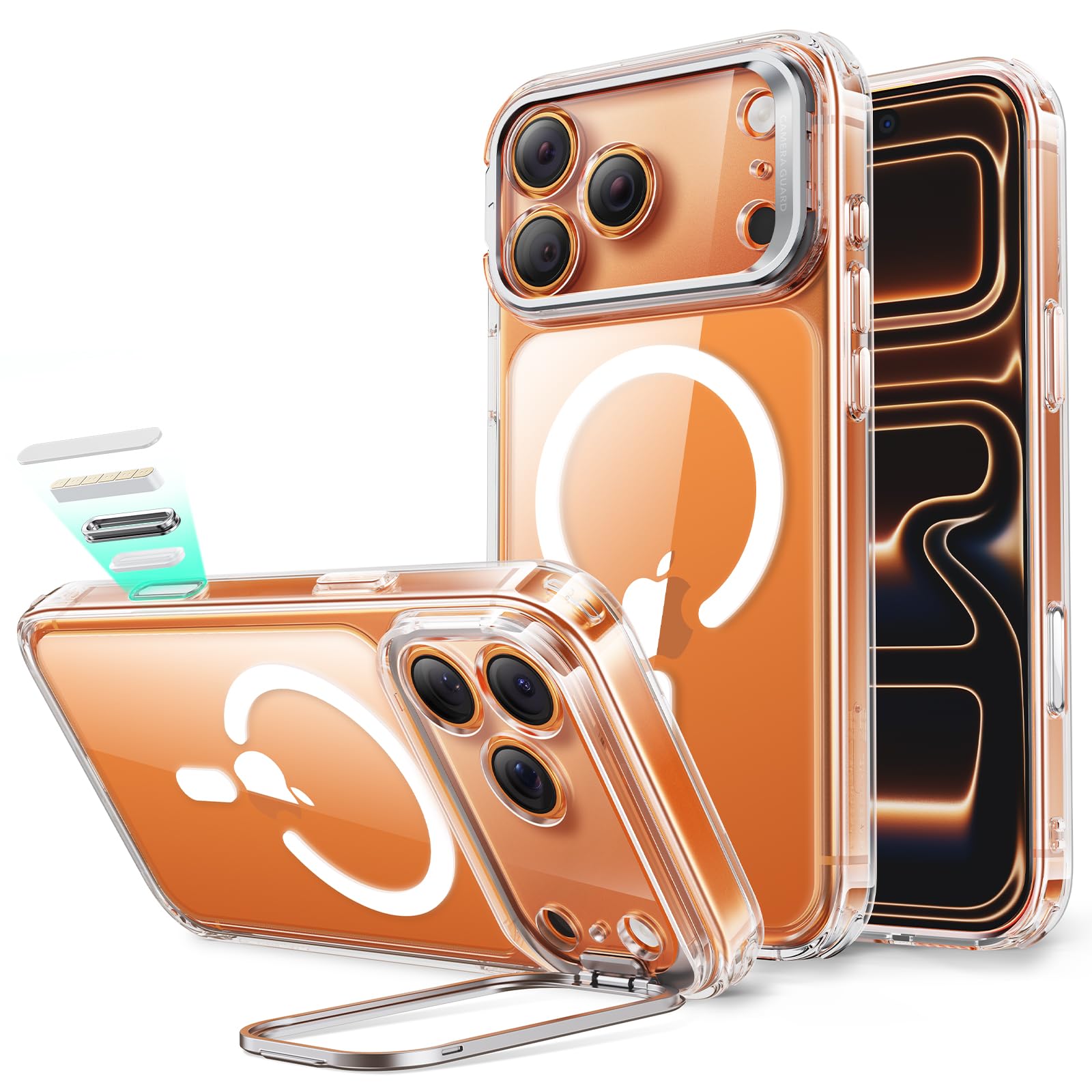 ESR for iPhone 17 Pro Max Case with Stand, Camera Control Cover Compatible with MagSafe, Military-Grade Drop Protection Magnetic Phone Case for iPhone 17 Pro Max, Scratch-Resistant Back Cover, Clear