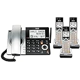 AT&amp;T CL84307 Dect 6.0 Expandable Corded/Cordless Phone with Smart Call Blocker, Silver/Black with 3 Handsets