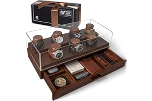 Holme & Hadfield Premium 7-Slot Wooden Watch Display Case with Lifetime Assurance – Large Handcrafted Men’s Watch Box with Accessory Drawer – Father’s Day Gift for Collectors – Luxury Built to Last