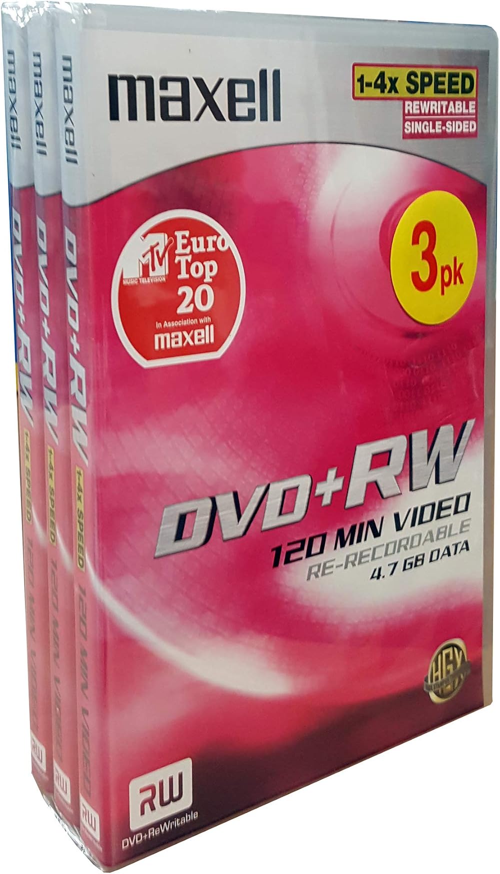 Maxell DVD+RW 12 Pack Re-recordable 120 Min Video Library Case 4.7GB 1-4x