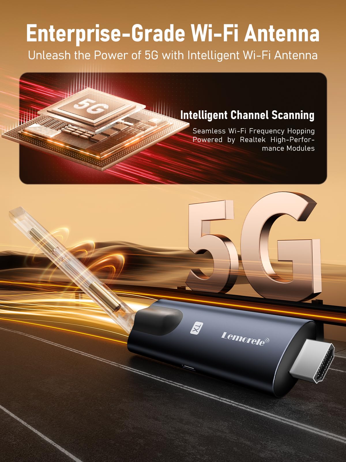 Wireless HDMI Transmitter and 2 Receiver, Lemorele 1080P HDMI Funkübertragung Supports 1 Transmitter zu 4 Empfänger Max Streaming Video für Laptop, Camera, TV Box zu HDTV, Monitor,Projektor 3