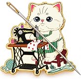 WUSUTE Cute Cat Needle Minder, Funny Cat Needle Minder Magnet for Cross Stitch, Embroidery Sewing Sewing Accessories for Needle Organizing