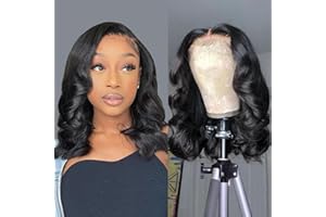 Douyin Bob Wig Human Hair 13x4 Lace Front Wigs Human Hair Pre Plucked Body Wave 180% Density 14 Inch HD Lace Frontal Short Glueless Wigs for Women (14 inch, Natural Black)