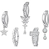 AceFun 3/5PCS 14G Gold Silver Belly Button Ring for Women CZ Evil Eye Butterfly Dangle Clicker Hoop Belly Rings Twist Navel Piercing Jewelry Surgical Steel Dainty Color Flower Cat Navel Rings