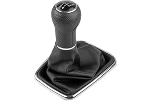 ONEVER 5 Speed Car Gear Shift Knob Gaitor Boot with PU Leather Dustproof Cover Compatible with VW Golf Bora Jetta GTI MK4, Black