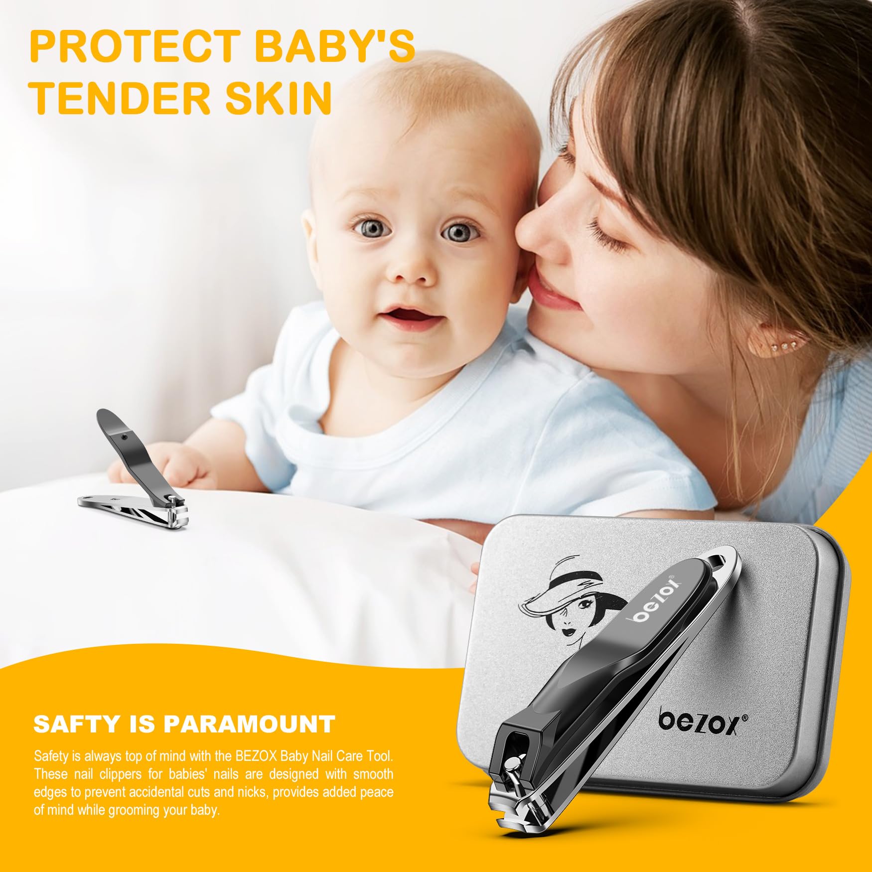 BEZOX Safe Baby Nail Clippers, Small Jaw Kids Nail Clipper Trimmers for Infants, Child and Toddlers, Precision Nail Grooming Tool for Tiny Fingers and Toes - Black