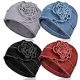 AIPESL 4 Pieces Cotton Chemo Turban Headwear, Soft