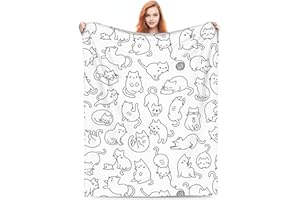 Zeleda Cute Cat Blanket Animals Pet Pattern Gifts for Kitten Lovers Black and White for Adult Kids Soft Lightweight 50"" x 60