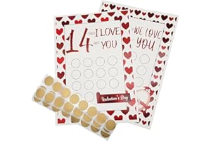 KEPHAY Valentine's 14 Things We/I Love About You Scratch Off Cards, 2PCS Valentine's Advent Calendar Personalized Gift for Him Her Husband Wife Girlfriend Boyfriend