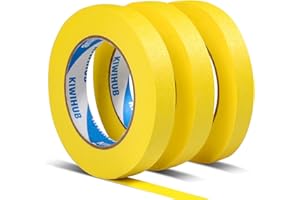 KIWIHUB Yellow Painter's Tape,0.7" x 60 Yards x 3 Rolls (180 Yards Total) - Medium Adhesive Masking Tape for Painting,Labeling,Automotive Refinish