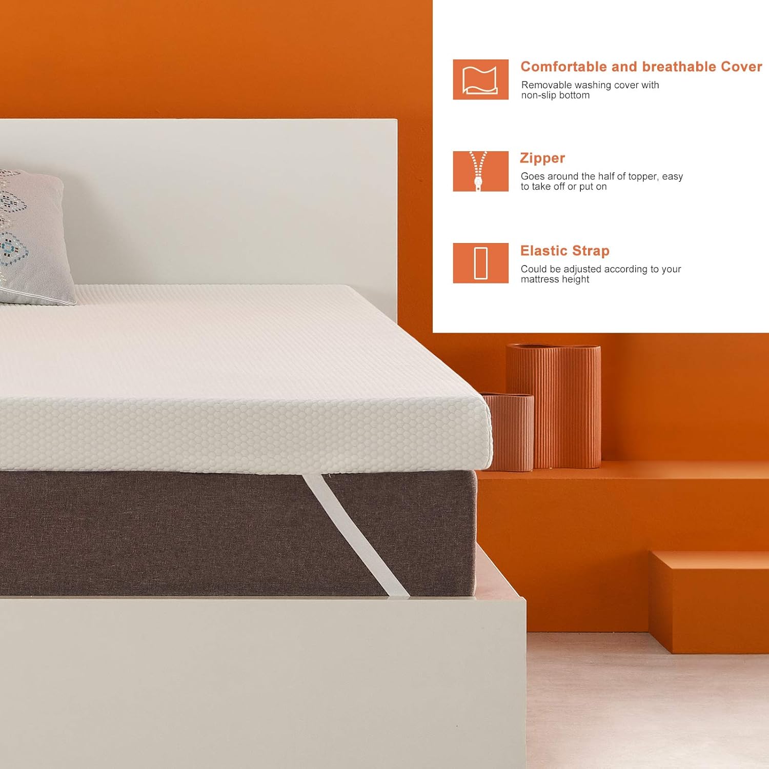 OYT Full Size Mattress Topper,3 Inch Gel Memory Foam Mattress Topper for Cooling Sleep & Pressure Relieving,Mattress Pad in a Box with with Removable & Washable Cover, CertiPUR-US Certified: Kitchen & Dining