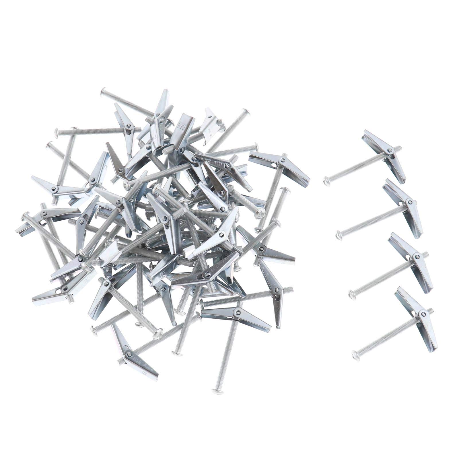 OTOTEC 50pcs Rust Resistance Round Head M4 Spring Toggle Anchors Bolt Wing Nut Assortment Kit for Hanging Items