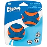 Chuckit! 6 Pack of Ultra Squeaker Ball Dog Toys, Medium, Whistles When Thrown
