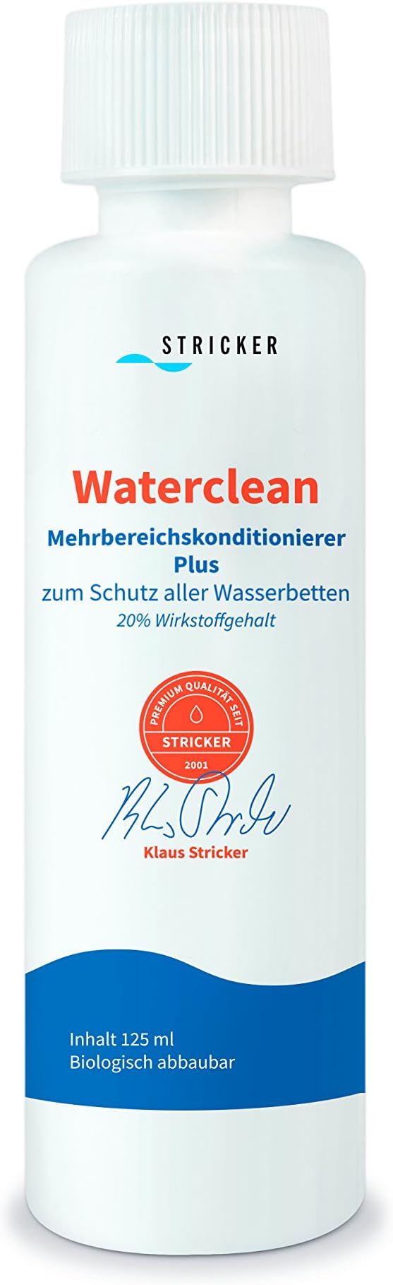 Water Clean Plus Round Bottle Waterbed Conditioner 125 ml Knitting Chemicals