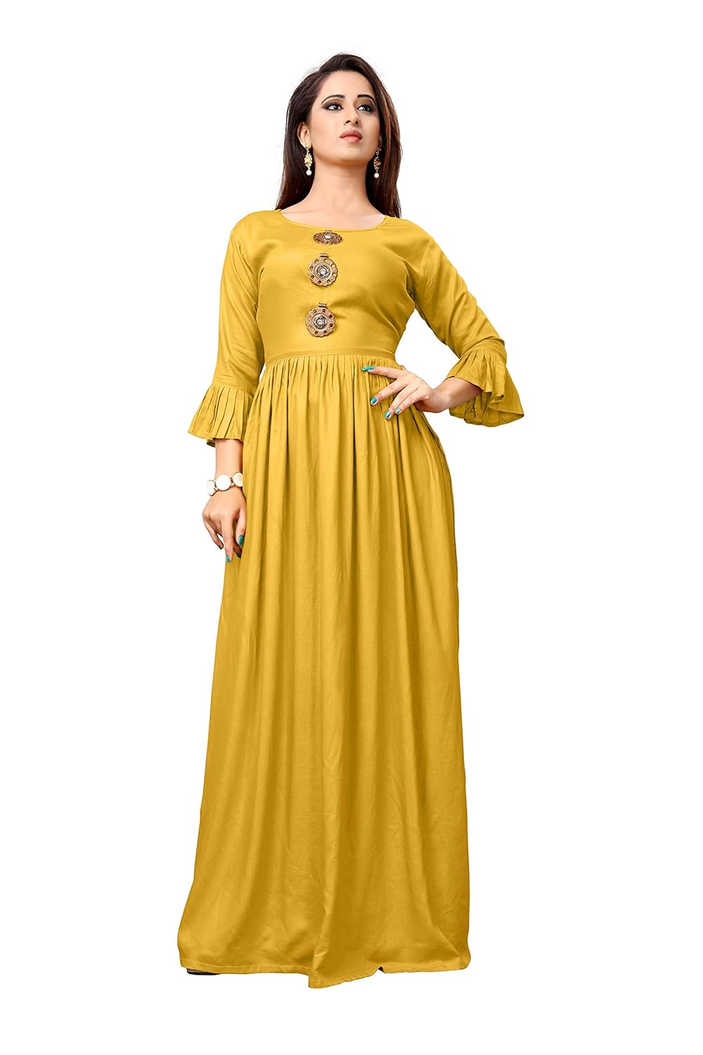 mustard colour maxi dress