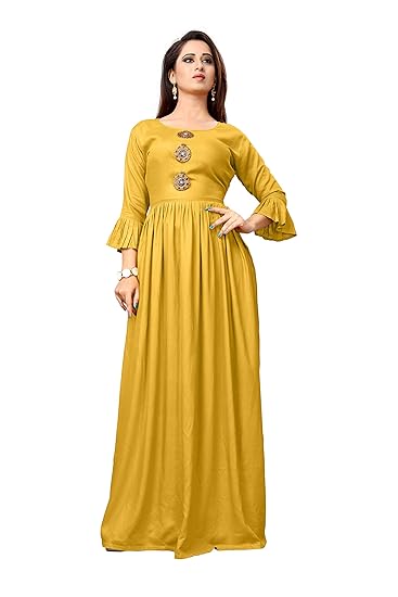 mustard colour gown
