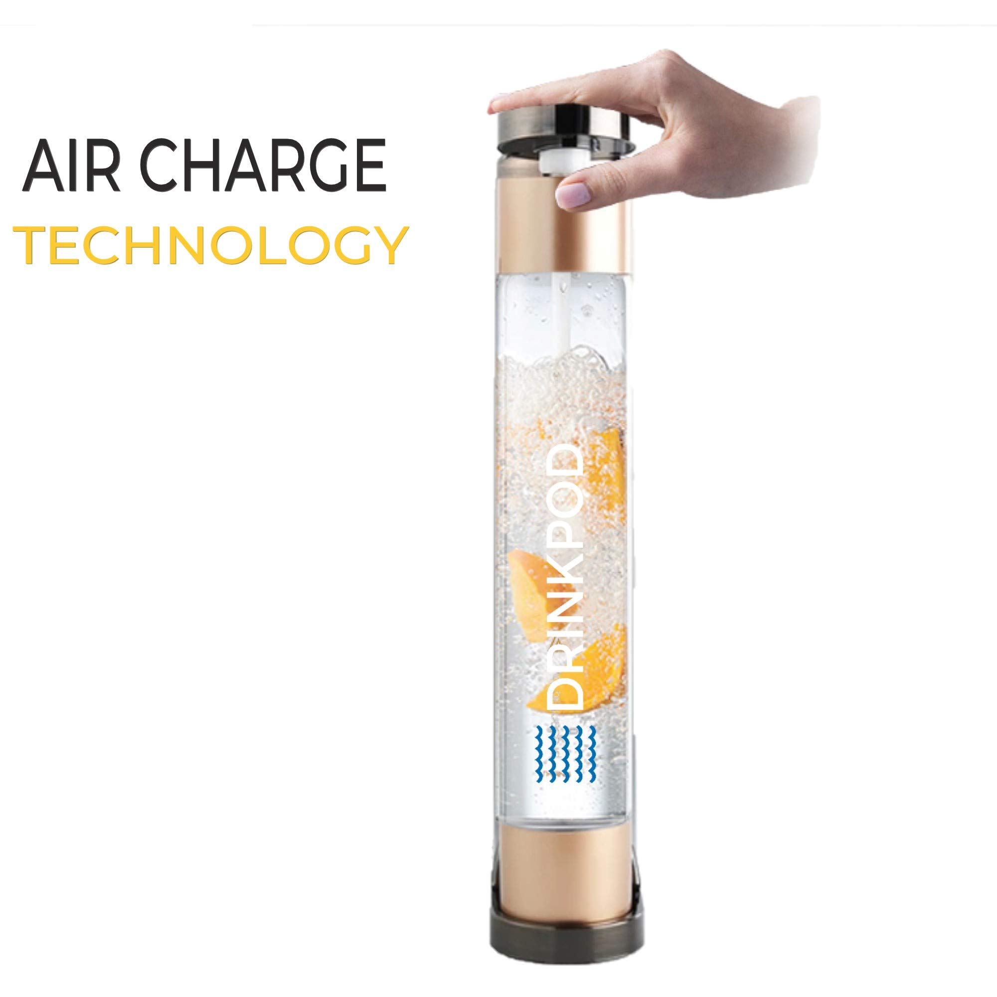 Fizzpod Home Soda Maker Create Delicious Sparkling Carbonated Drinks. Fizzpod Soda Machine Includes Three 1 Liter Bottles, 2 CO2 Cylinders, 3 Caps, 1 Carbonator Cap & a Manual - Make Homemade Sparkle Water, Juice, Coffee, Tea and Cocktail Drinks with Fruit (Cognac + 2 CO2 Cylinders)