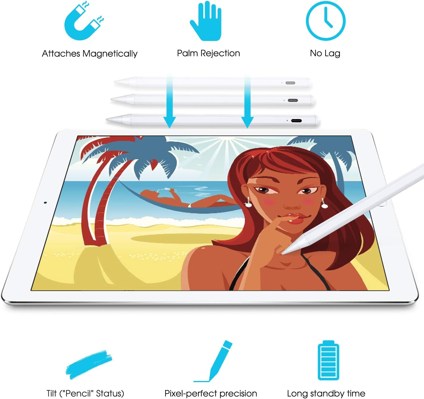 Stylus Pen Compatible with Apple iPad, iPad Pencil with No Lag, High Precision, Tilt, Palm Rejection, for iPad 6th, iPad Mini 5th, iPad Air 3rd Gen, iPad Pro (11/12.9"): Electronics
