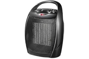 Kismile Small Electric Space Heater Ceramic Space Heater,Portable Heater Fan for Office with Adjustable Thermostat and Overheat Protection ETL Listed for Kitchen, 750W/1500W(Black)