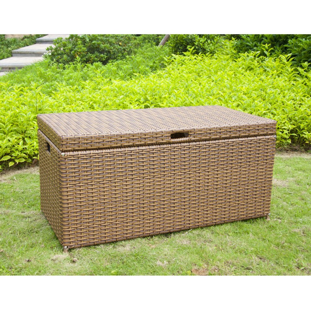 Jeco Wicker Patio Storage Deck Box in Honey Garden & Outdoor