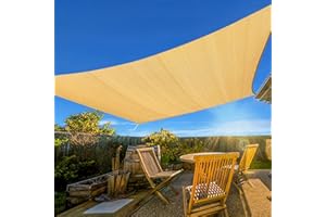 Artpuch 16' x 16' Sun Shade Sails Square Canopy, 185GSM Sand Cover UV Block for Outdoor Patio Garden Yard