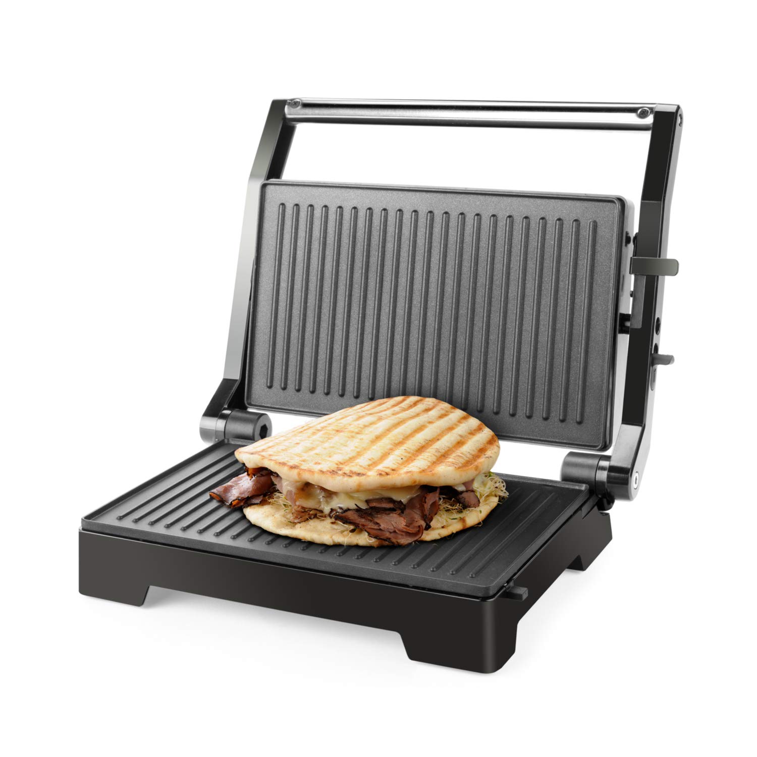 Taurus-Crispy-Co-Grill-1000W-Apertura-180o-Placa-antiadherente-libre-de-PFOA-145-x-23-cm-Almacenaje-vertical