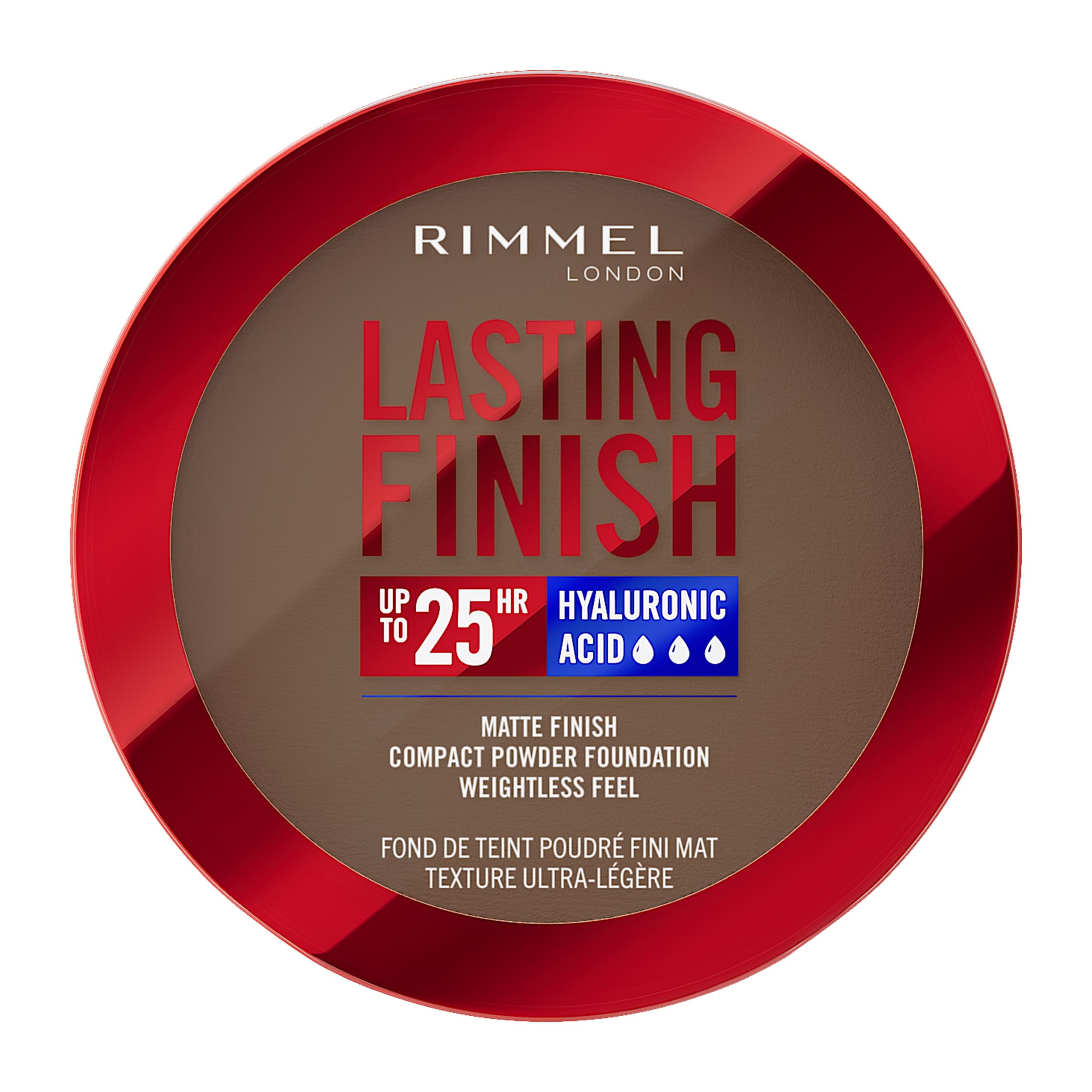 Rimmel Lasting Finish 25 HR Compact Foundation 016 Hazelnut, Matte Buildable Coverage, Powder-to-Cream, Anti-Pollution Shields, SPF 20, Hyaluronic Acid, Waterproof, Hides Imperfections