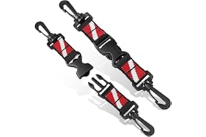 OVOVFANY 2Pack Scuba Lanyard Clip, Heavy Duty Diving Lanyard Dive-Down Webbing Strap with Dual Plastic Clips and Quick Release Buckle for Holding Dive Cameras/Flashlights/Rods/Tools