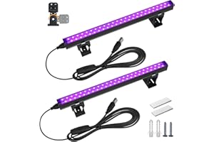 Barrina Black Light Bar, 10W 1FT USB Blacklight Strip Lights, Adjustable LED Blacklight for Fluorescent Poster Glow Party Bod
