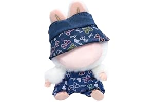 HYINUS Clothes for La bubu, 17cm Clothes Set for La bubu Doll, Hat Clothes Outfits for La bubu, Stylish Adorable Dolls Clothes Accessories (NO Doll Included) (Denim Overalls)